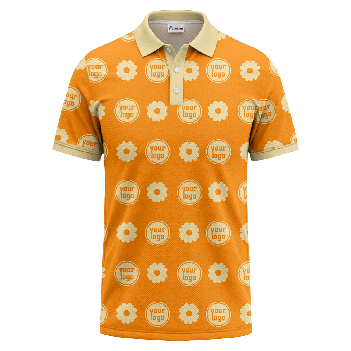 customizable daisy & monogram repeat pattern polo shirt