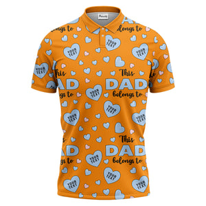 customizable hearts & text father's day all over print polo shirt for men
