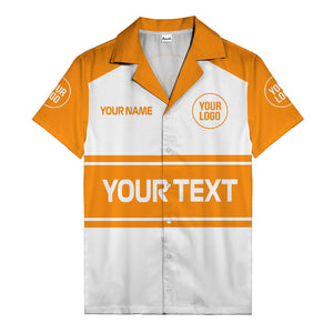 customizable text & logo horizontal stripe bowling hawaiian shirt