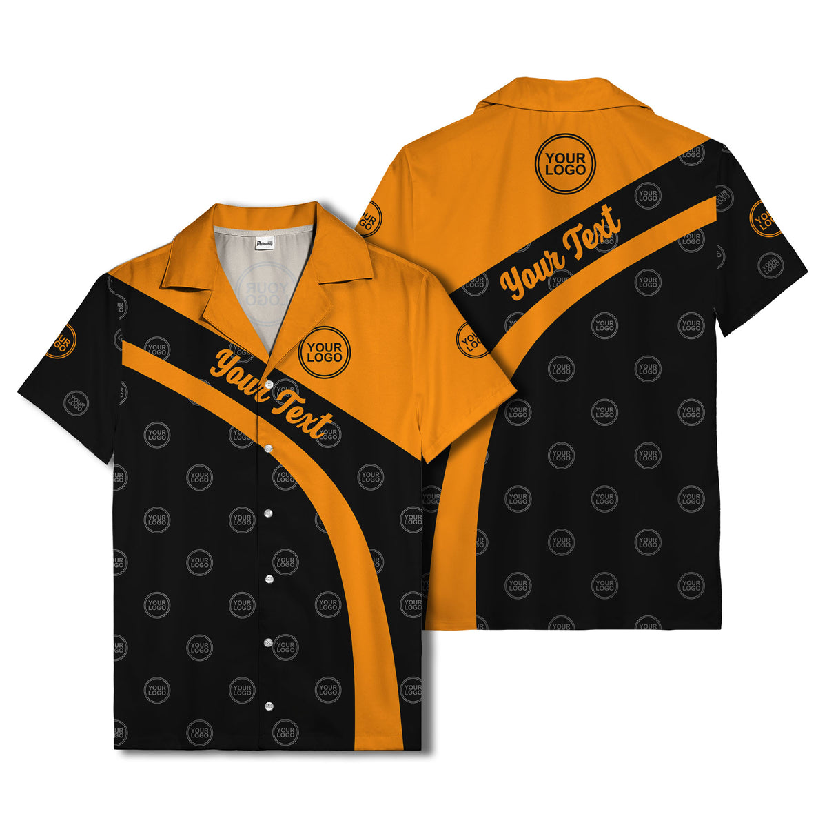 diagonal black stripe custom logo personalized hawaiian shirt