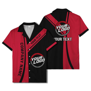 diagonal stripe custom logo company name hawaiian shirt for teams