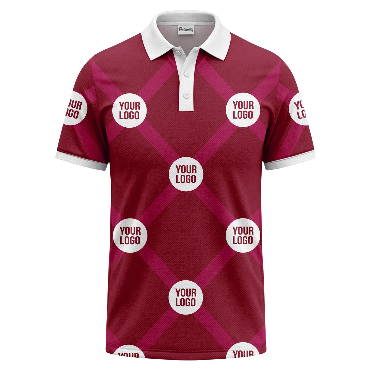 diagonal stripes & repeating custom logo polo shirt for men