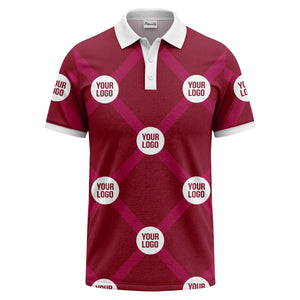 diagonal stripes & repeating custom logo polo shirt for men