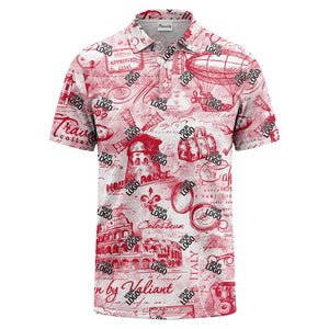 eiffel tower & airship sketched landmark polo shirt for men
