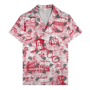 eiffel tower colosseum coffee sketch vintage travel hawaiian shirt