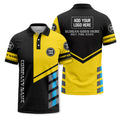 Custom Asymmetric Geometric Block & Stripe Graphic Short Sleeve Polo Shirt - Personalized Name & Logo HVAC Uniform Polo