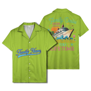 family name script & logo circle personalized hawaiian shirt