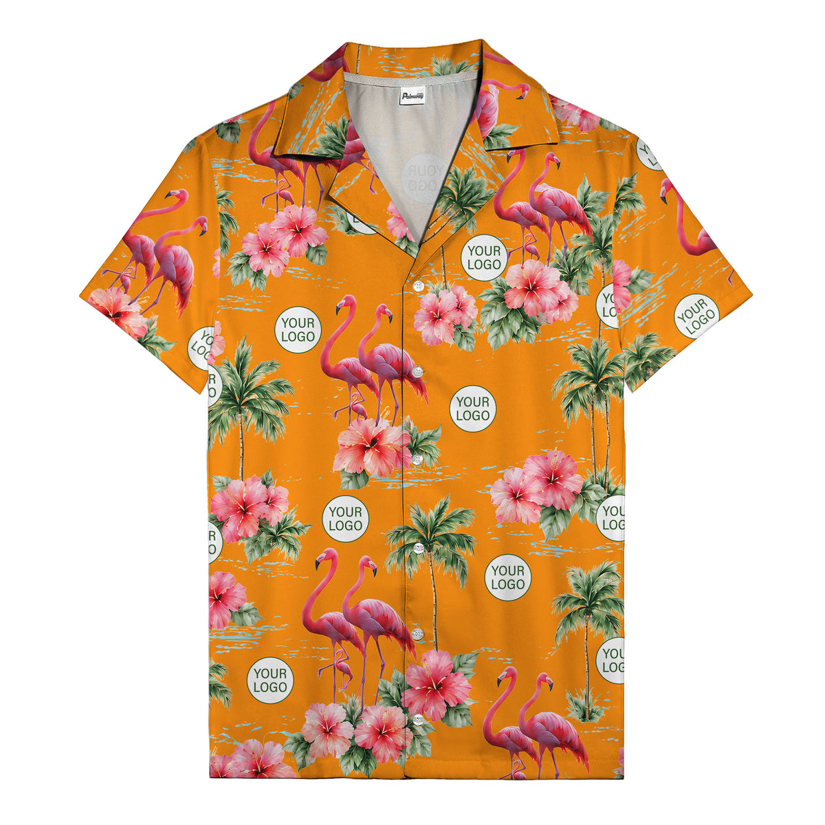 flamingo silhouettes palm trees hibiscus hawaiian shirt for men