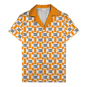 geometric grid logo repeat pattern modern graphic hawaiian shirt
