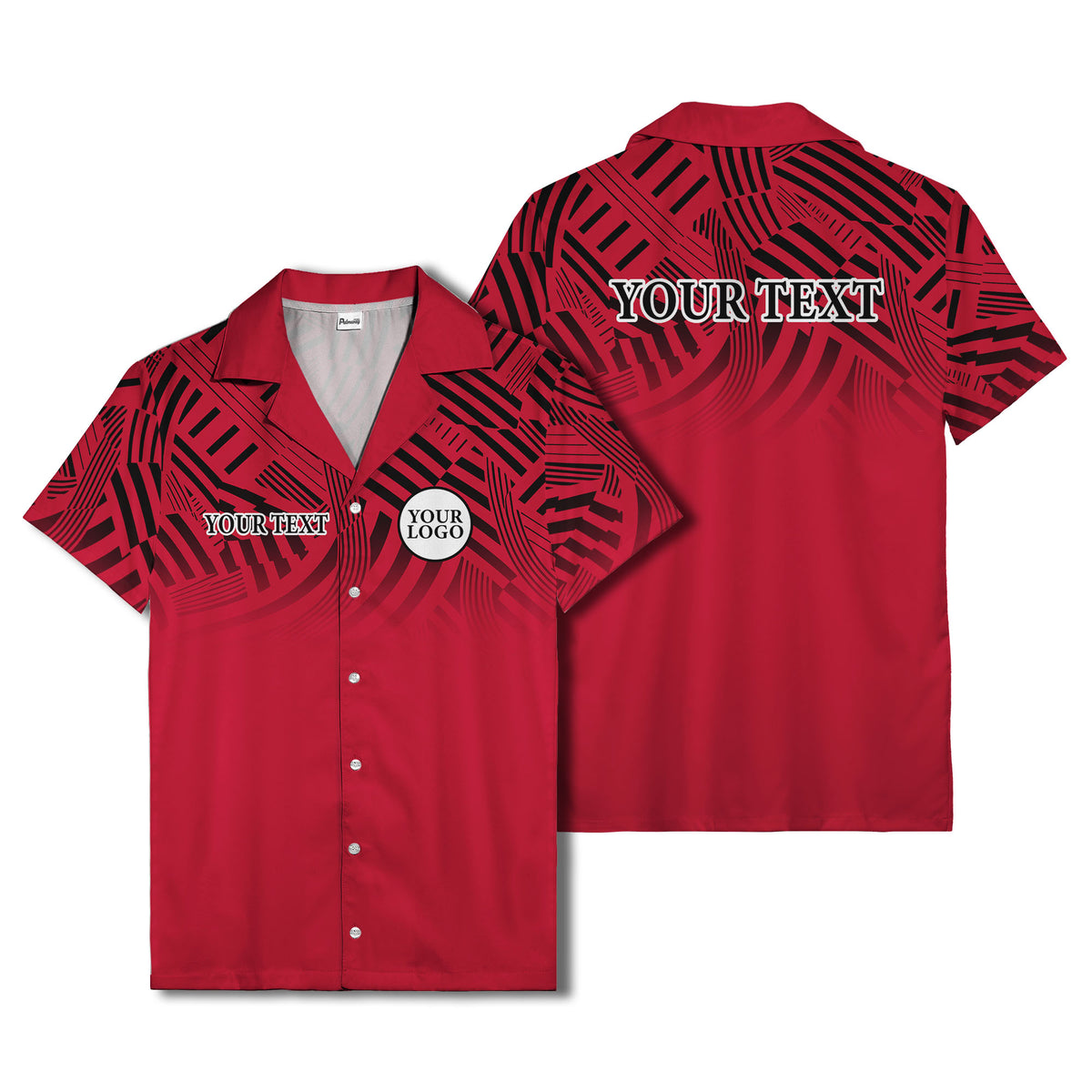 geometric waves & stripes abstract hawaiian shirt for men