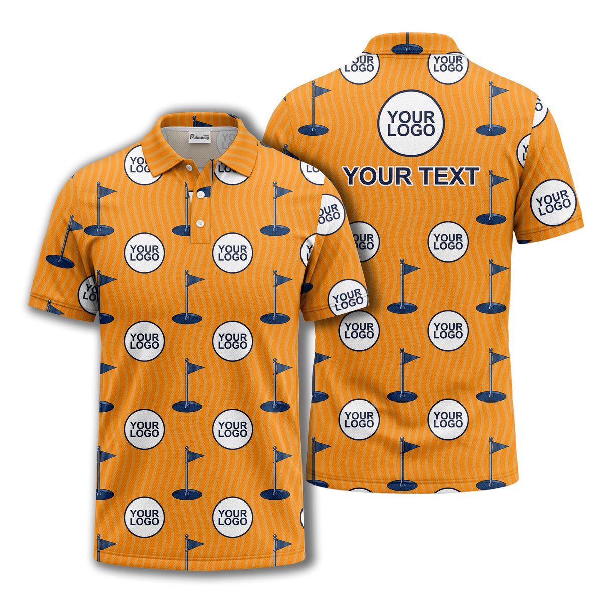 golf flag logo repeat pattern country club golf polo shirt