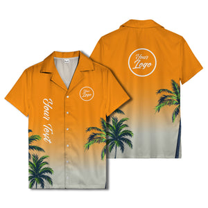 gradient palm tree silhouettes custom text hawaiian shirt for men