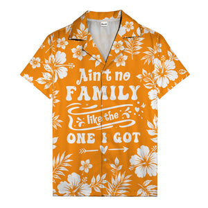 graphic white hibiscus & leaf family tribute hawaiian shirt