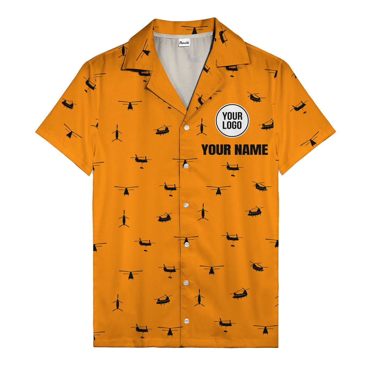 helicopter silhouette repeat military graphic hawaiian shirt for men