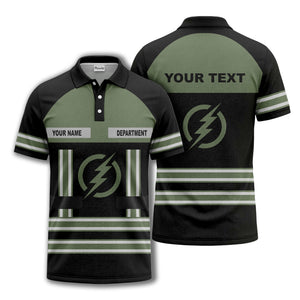 lightning bolt emblem & stripes corporate polo shirt