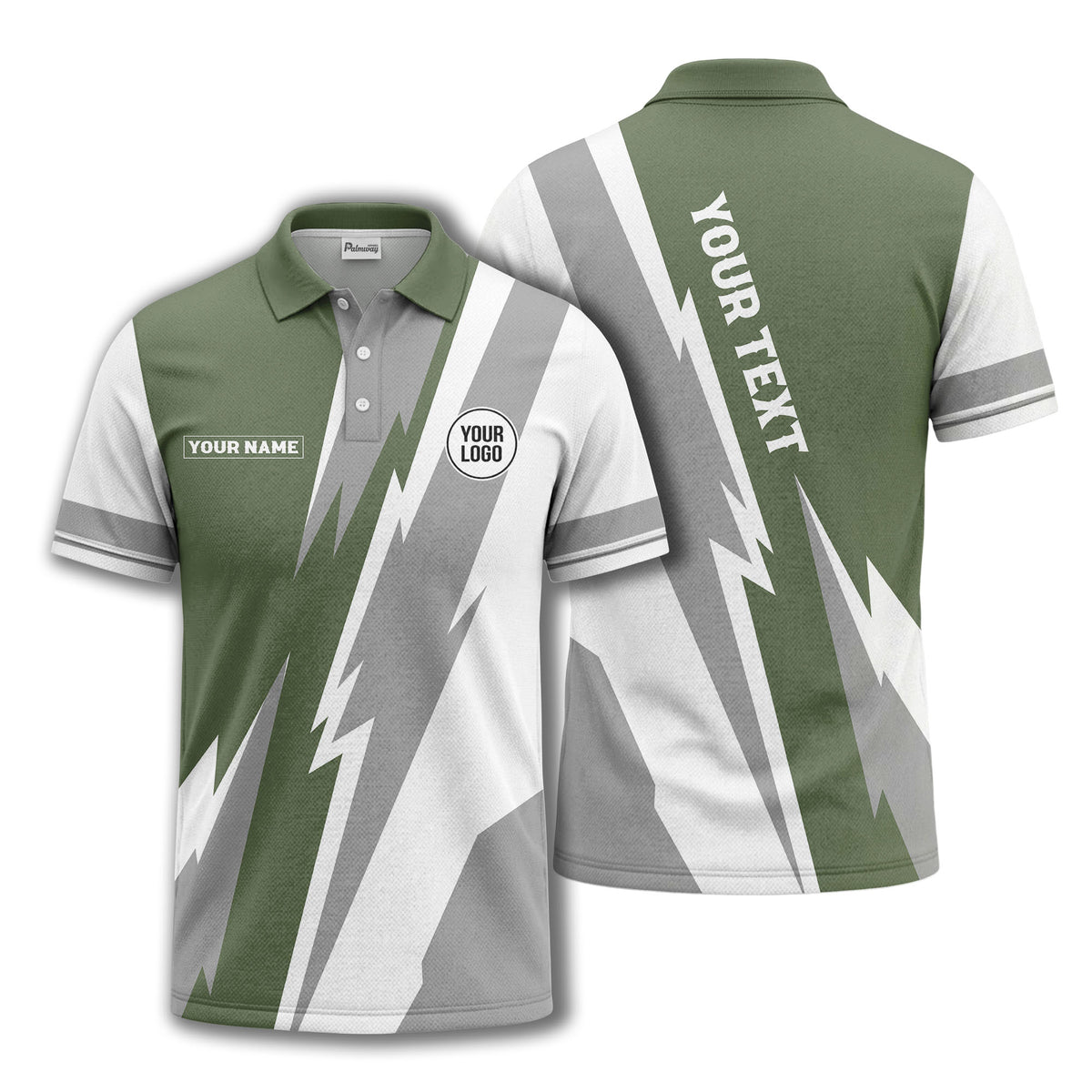 lightning bolt & geometric stripes polo shirt for men