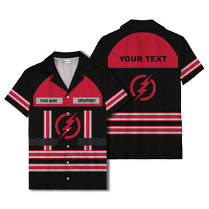 lightning bolt superhero uniform patch hawaiian shirt for men