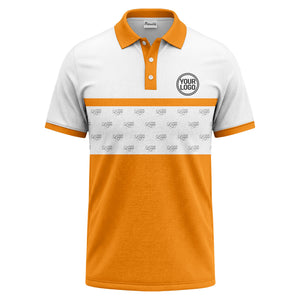 monochrome custom logo repeat stripe polo shirt for men