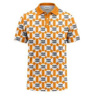 monochrome hexagon repeat custom logo geometric polo shirt for men