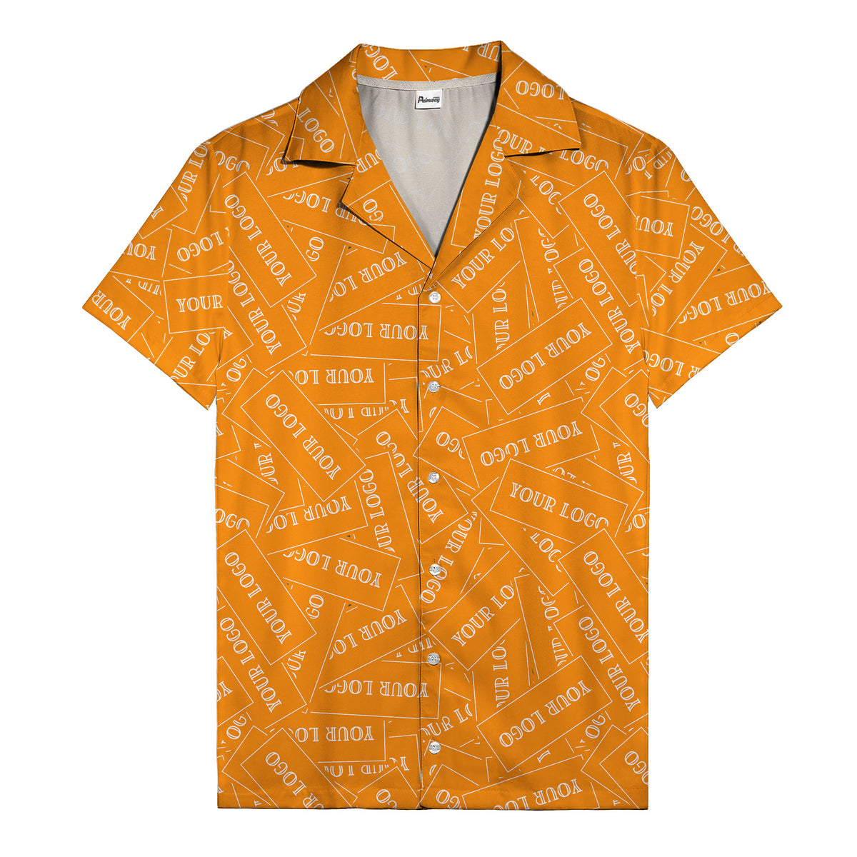 monochrome your logo repeat text graphic hawaiian shirt for men