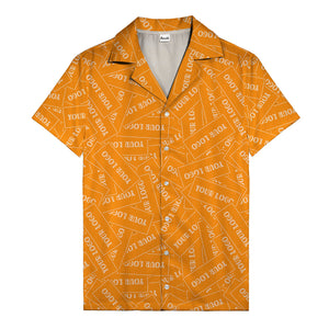monochrome your logo repeat text graphic hawaiian shirt for men