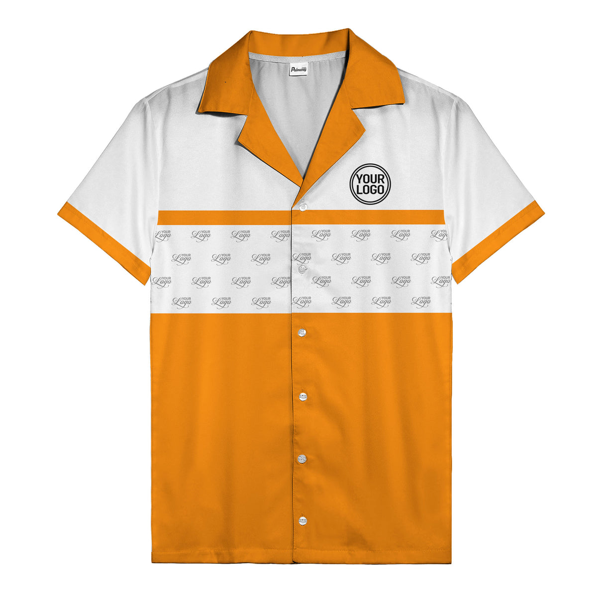 retro bowling custom logo repeat hawaiian shirt for men
