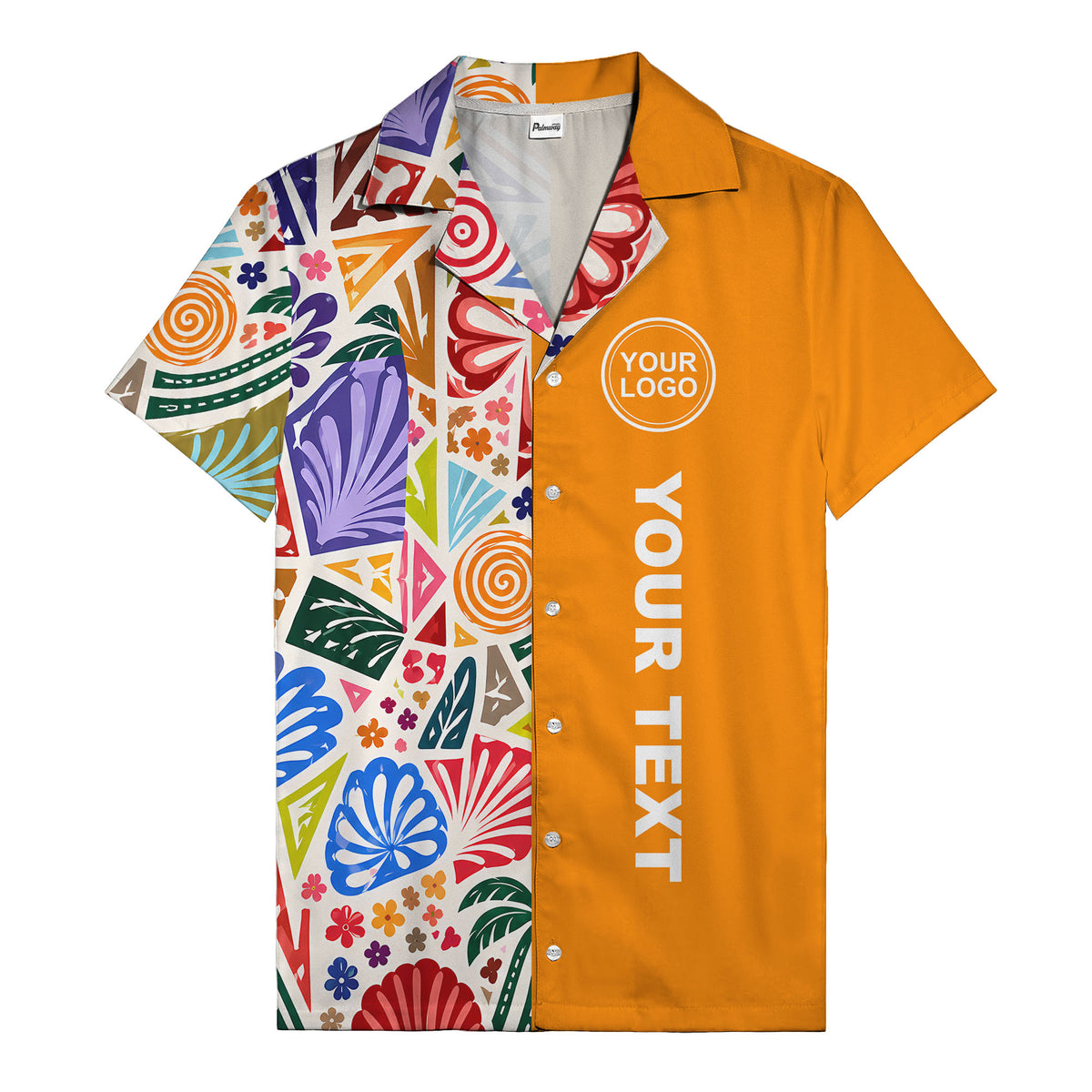 spiral motifs palm leaves hibiscus geometric hawaiian shirt for men
