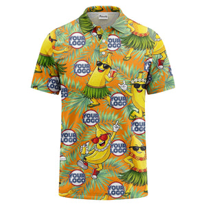 sunglass bananas luau palm leaves polo shirt for men