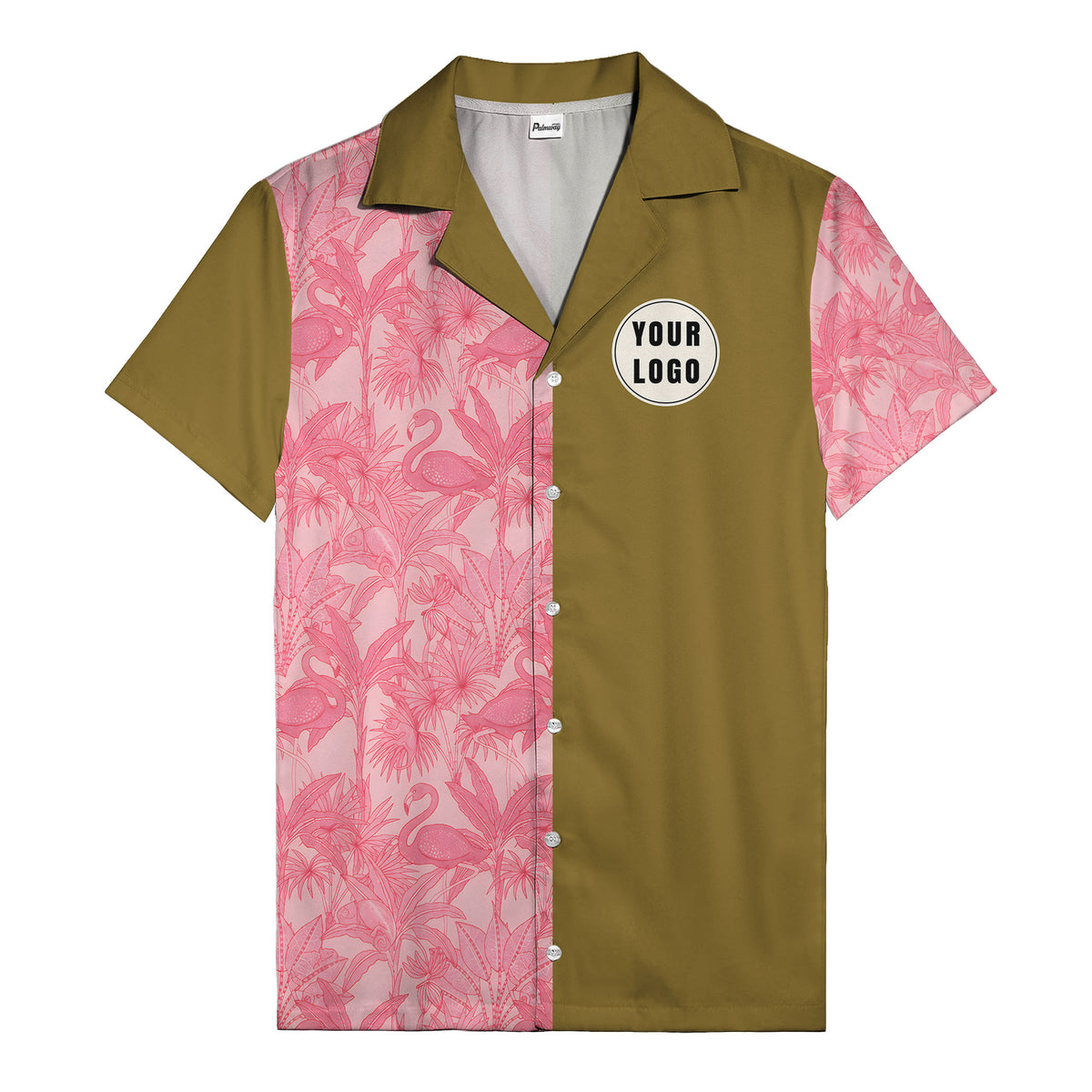 watercolor flamingo pineapple leaf repeat hawaiian shirt for men