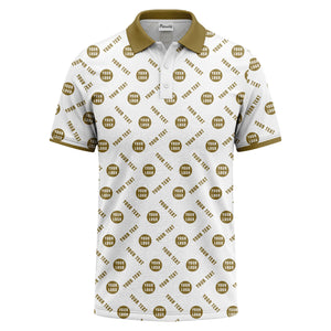 your name & logo repeat pattern all over print custom polo shirt