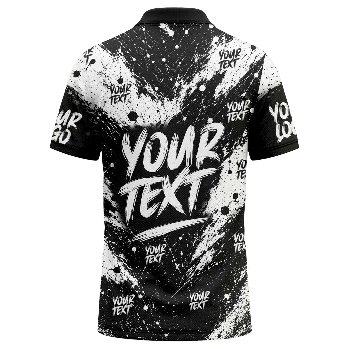 abstract splatter paint with customizable text artistic polo shirt