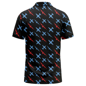 airplane silhouette repeat aviation graphic polo shirt for men