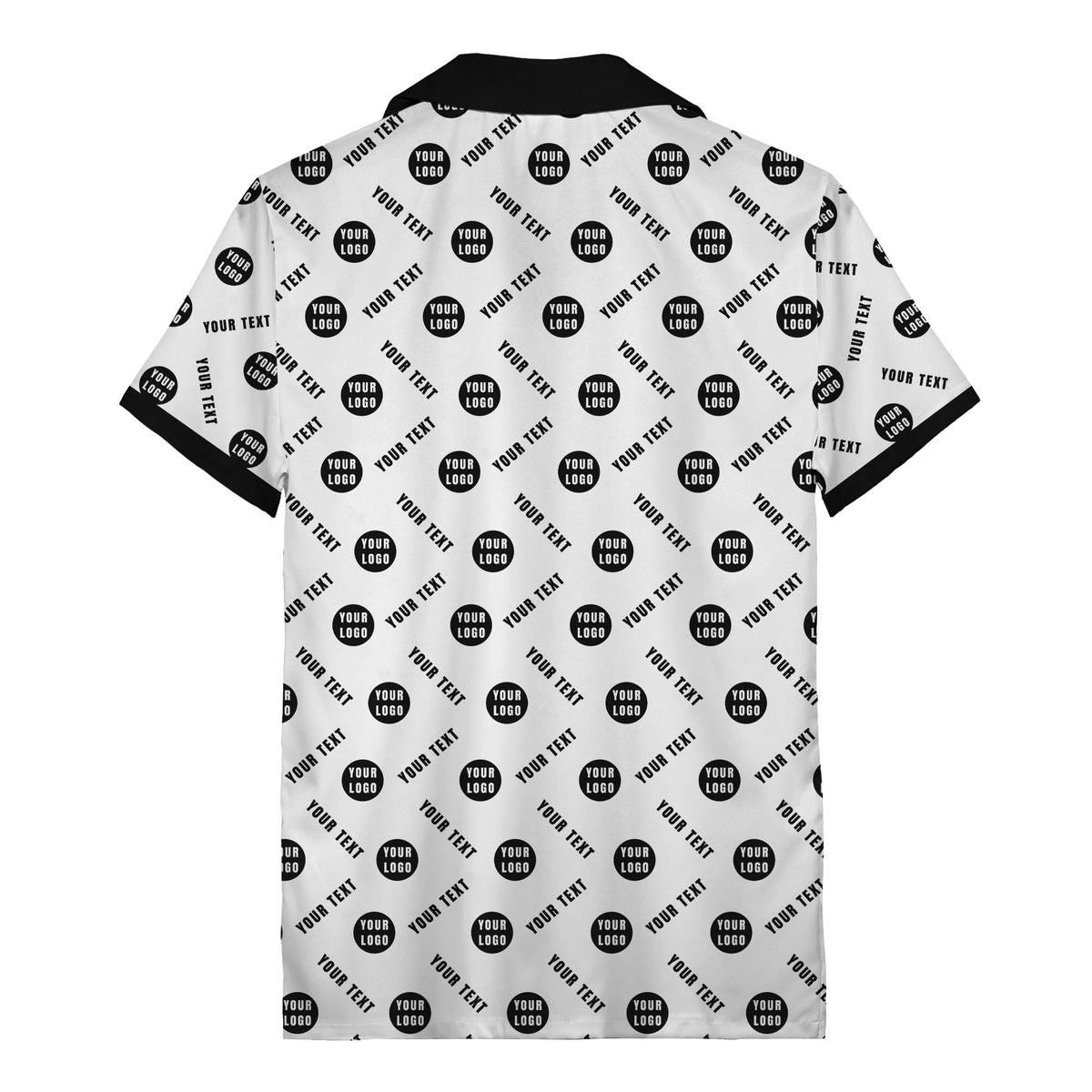 black custom logo circles text white hawaiian shirt