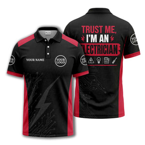 circuit board lightning bolt graphic modern tech polo shirt