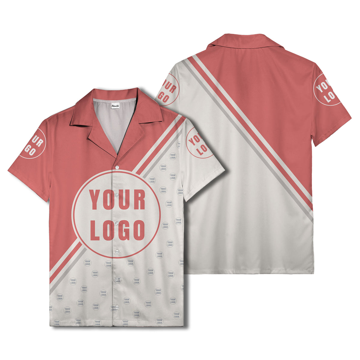 custom logo circles & diagonal stripes minimalist hawaiian shirt for men