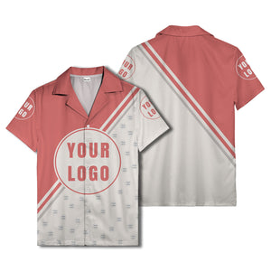 custom logo circles & diagonal stripes minimalist hawaiian shirt for men