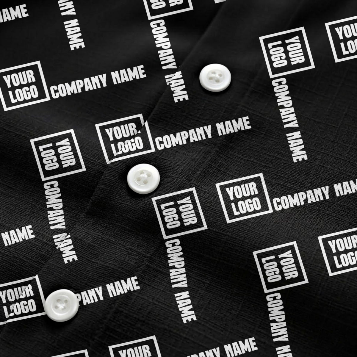 custom logo & company name repeat black hawaiian shirt for men
