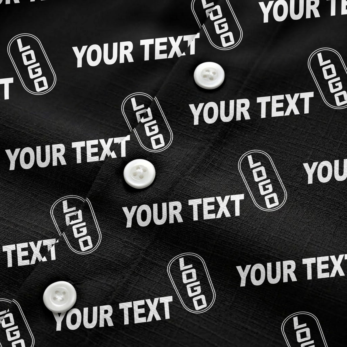 custom logo & editable text repeat pattern black hawaiian shirt