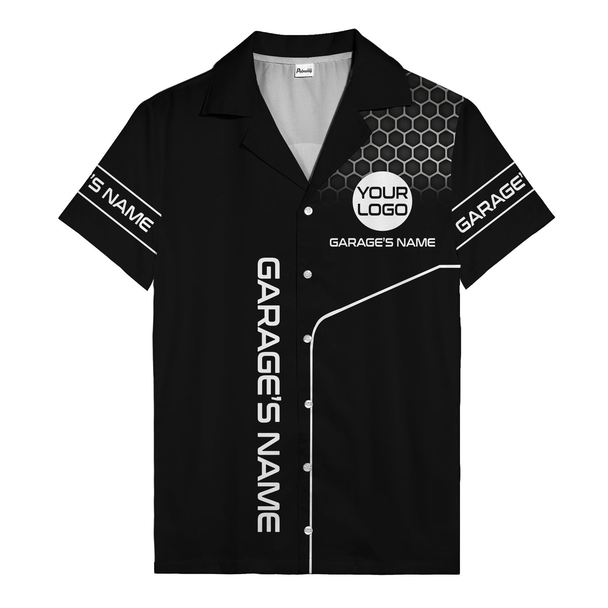 custom logo hexagonal honeycomb automotive hawaiian shirt for men