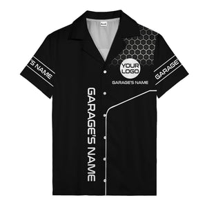 custom logo hexagonal honeycomb automotive hawaiian shirt for men