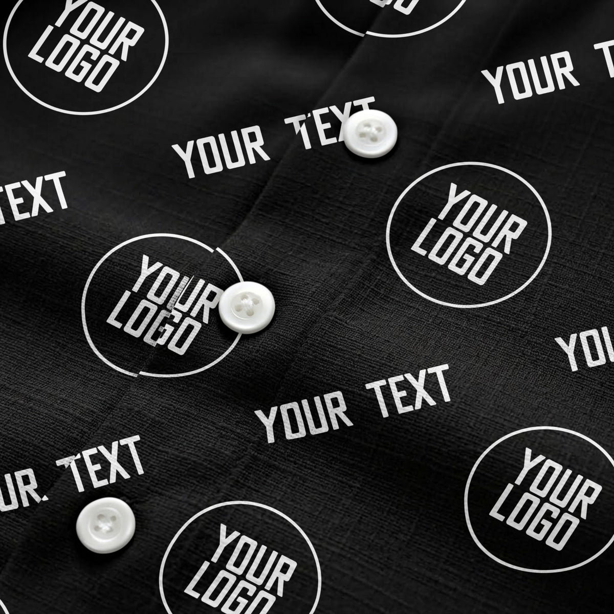 custom logo & text circle repeat black white hawaiian shirt for men
