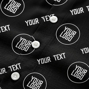 custom logo & text circle repeat black white hawaiian shirt for men