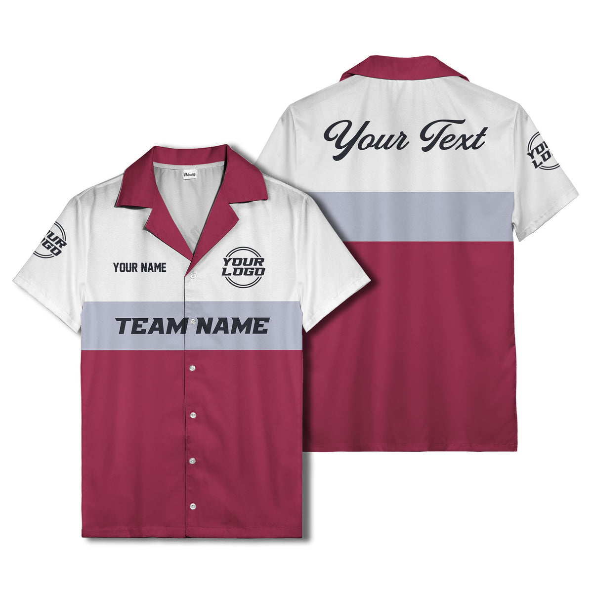 custom team logo & name bowling hawaiian shirt