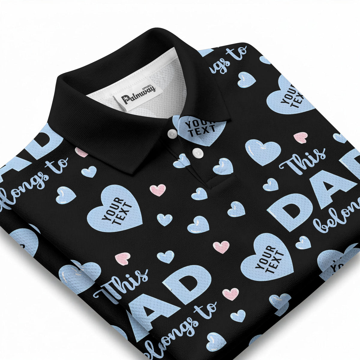 customizable hearts & text father's day all over print polo shirt for men
