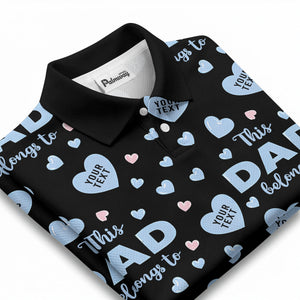 customizable hearts & text father's day all over print polo shirt for men