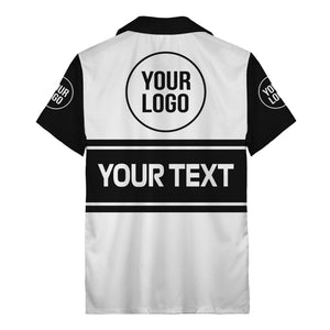 customizable text & logo horizontal stripe bowling hawaiian shirt