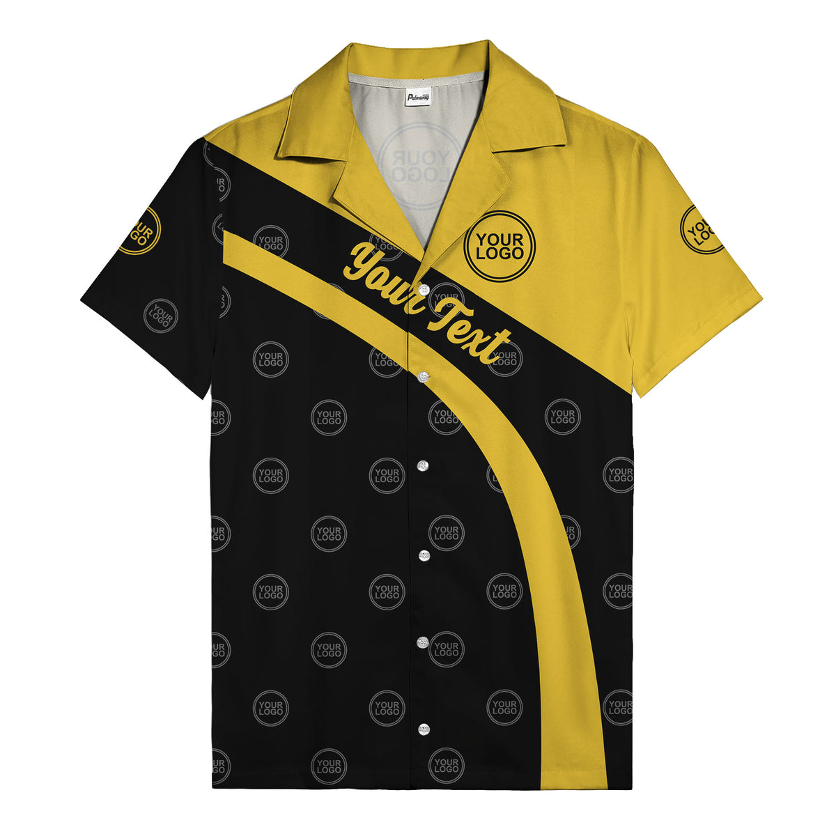 diagonal black stripe custom logo personalized hawaiian shirt