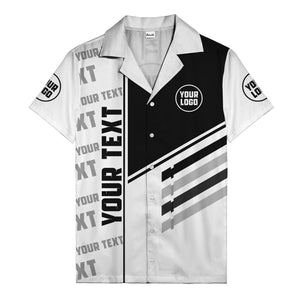 diagonal stripes custom logo repeat graphic hawaiian shirt
