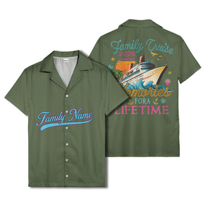 family name script & logo circle personalized hawaiian shirt