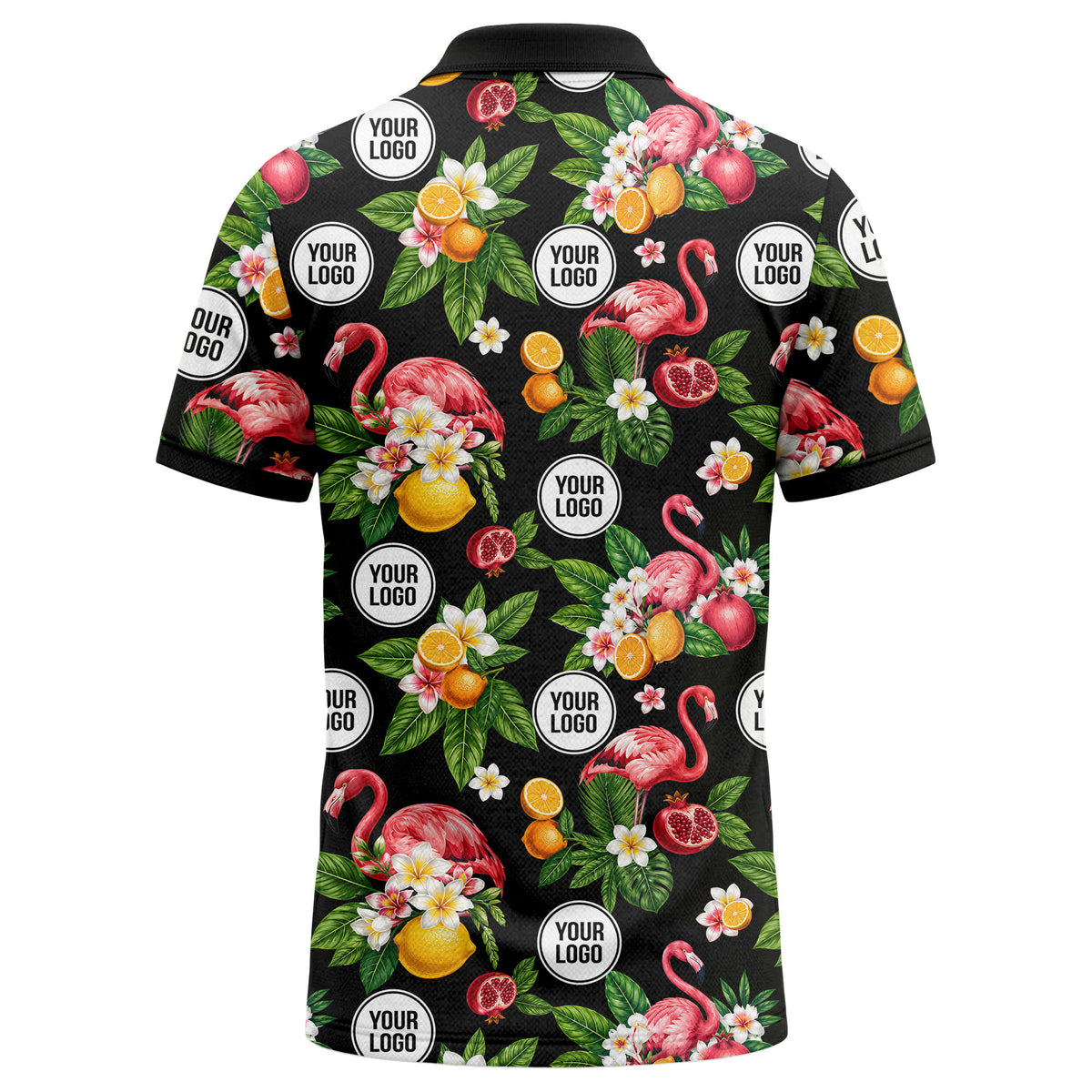 flamingo & lemon watercolor print polo shirt for men